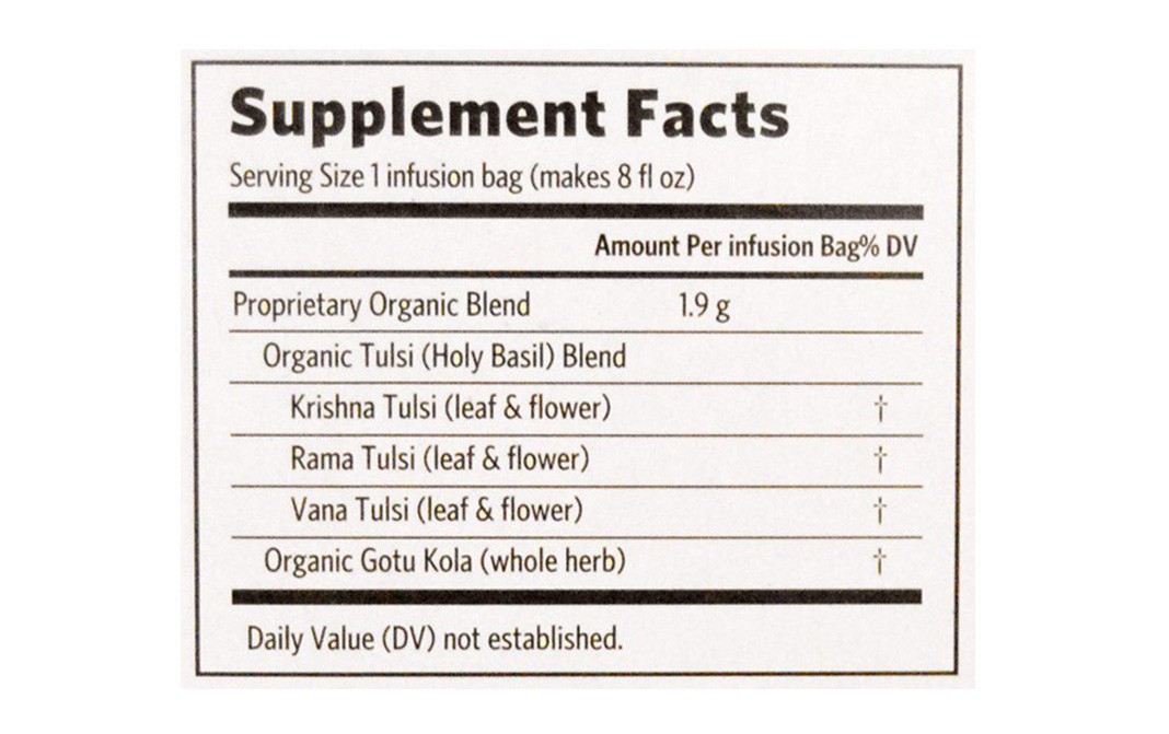 Organic India Tulsi Holy Basil Gotu Kola Tea   Box  34.2 grams